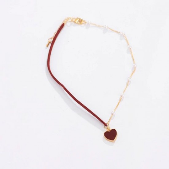 Wholesale Red Heart Pearl Simple Necklace Wholesale Red Heart Pearl Simple Necklace
